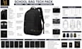 design school bag backpack tech pack cad flat sketch for manufacturing