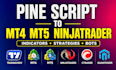code tradingview pine script strategy to ninjatrader, mt4, mt5, quantower, cbot