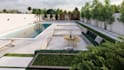design modern 3d swimming pool and landscape visualization