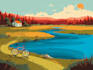 draw a flat vector landscape portrait illustration