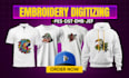 convert logo to embroidery digitizing pes jef emb in 1 hour