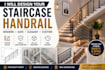 design modern staircase handrail with 2d and 3d drawings