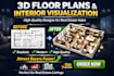 create 3d interior visualization and floor plan for property marketing