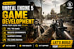 develop unreal engine 5 fps game level design environment full game development