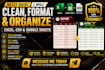 clean, format, organize and remove duplicates from excel data