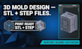 design 3d silicone mold injection mold slip casting 3d cad model print ready stl