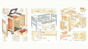 do 3d furniture technical concept, woodworking cad, 3d furniture drawing