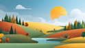 draw a flat vector landscape illustration