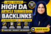write articles and submit to 60 high da websites with live links