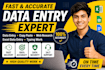 do accurate data entry, typing, excel and copy paste work