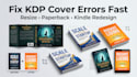 fix, resize KDP book cover error, modify paperback, redesign amazon kindle cover