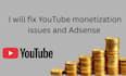 fix and apply for youtube monetization and adsense
