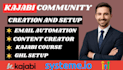 kajabi community setup, email automation, kajabi course and ghl setup