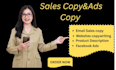 write creative high converting sales copy for emails copywriting within 3hrs