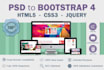 convert PSD, jpeg, png, xd, ai, figma, sketch to responsive bootstrap 4 or HTML