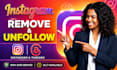 remove fake followers, unfollow, delete post on instagram