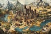 do medieval fantasy map, isometric vector map illustration