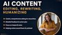 humanize, rewrite, and edit ai, chatgpt content