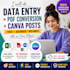do data entry, PDF conversion and canva social media posts design