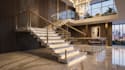 create cinematic modern staircase design with realistic 3d visualization