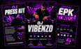design professional dj epk, dj press kit, music epk, artist media kit, one sheet