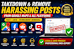 takedown remove harassing post facebook reddit tiktok youtube from google maps