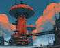 draw futuristic neon cityscape concept art