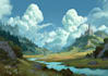 draw a simple fantasy scenery