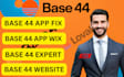 develop, debug and optimize custom web apps using base 44 and no code tools
