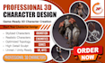 create 3d character design sculpting chibi concept art sci fi humanoids