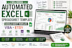 design automated excel spreadsheet template, google sheet template, vba, etsy