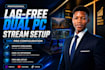 set up dual PC obs stream with zero lag and pro audio setup