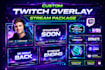 design custom animated twitch overlay stream overlay stream package