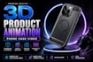 create 3d phone case animation product video 3d product animation