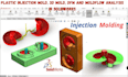 design plastic injection mold, 3d mold, dfm and moldflow analysis in solidworks