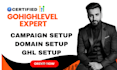 gohighlevel website design, setup ghl domain, create ghl email campaign