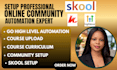 skool community, gohighlevel client portal, skool setup and course creation