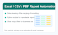 automate your excel, CSV and PDF data reports