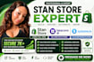 be your executive stan store marketing expert, stan store digital product setup