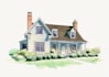 create a watercolor house portrait or storefront facade