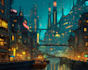create stunning cyberpunk city illustrations