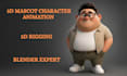 do 3d character animation, mascot character animation, 3d rigging with blender