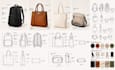 create bag design, backpack, handbag, tote bag and bag tech pack