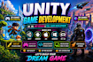 create unity 2d, unity 3d game art design, unity game development