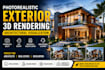 create photorealistic exterior 3d rendering, architectural visualization