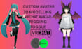 create 3d model furry avatar vrchat avatar  3d rigging anime model
