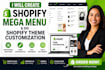 create a custom shopify mega menu, do shopify theme customization