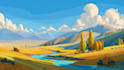 draw professional vector landscape illustration