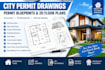 create city permit drawings, permit blueprints and 2d floor plans