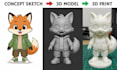 convert 2d to 3d printable model stylized 3d character design 2d to 3d model